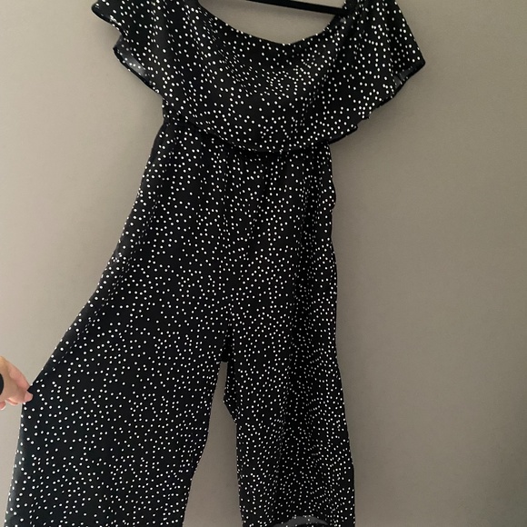 Black and White Polka Dot off the solder jumpsuit - Picture 2 of 2